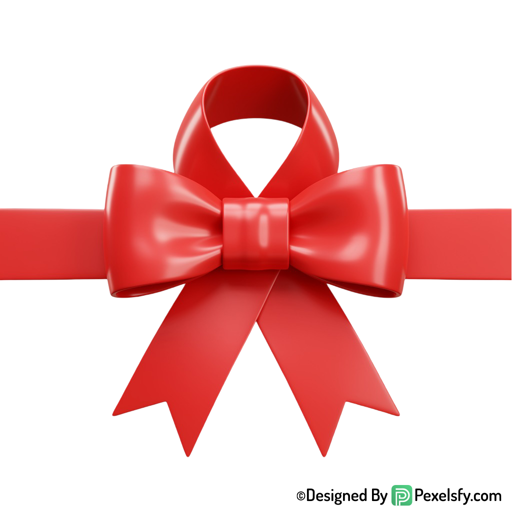 Red Ribbon PNG with Soft Edges, transparent