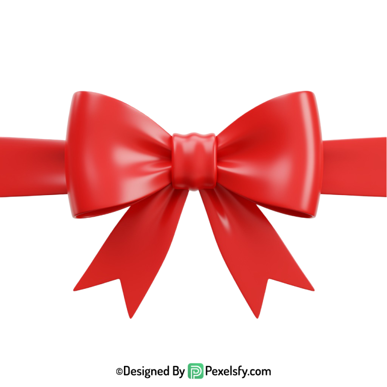 Red Ribbon PNG with Loops, transparent background