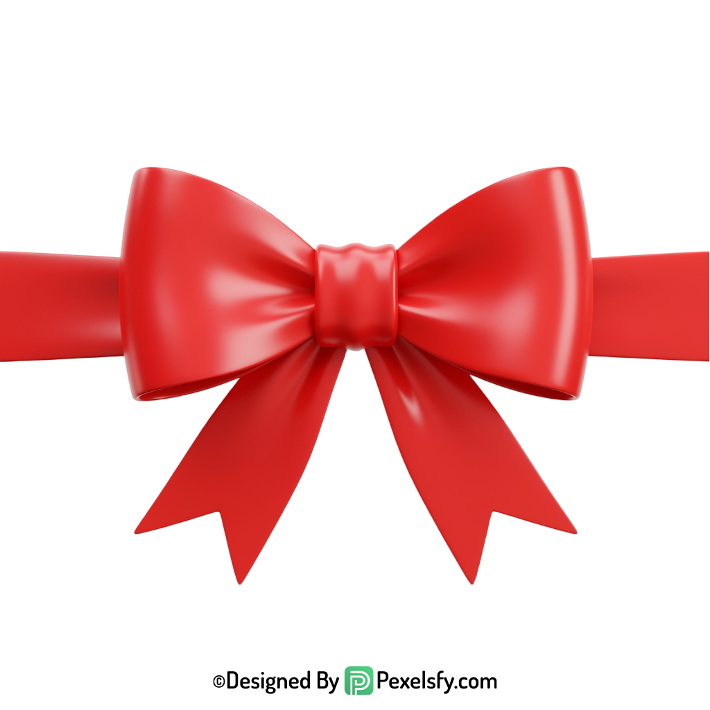 Red Ribbon PNG with Loops, transparent background