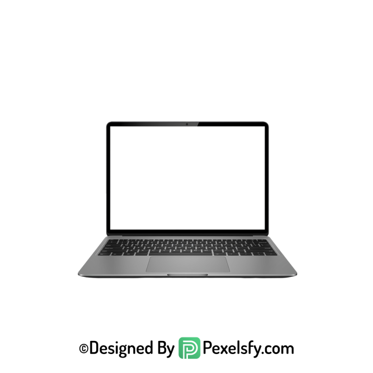 White Screen Laptop PNG Layered File, transparent