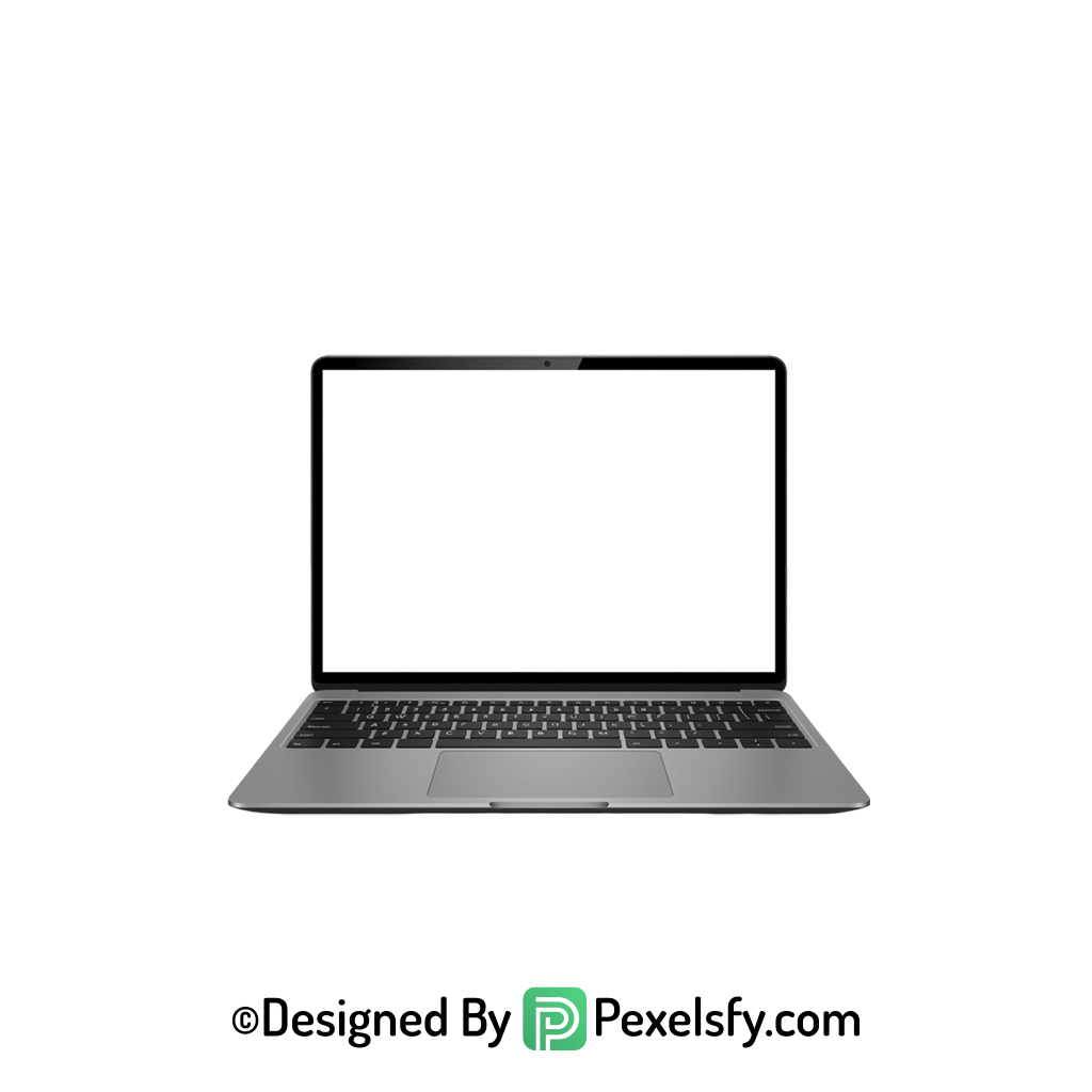 White Screen Laptop PNG Layered File, transparent