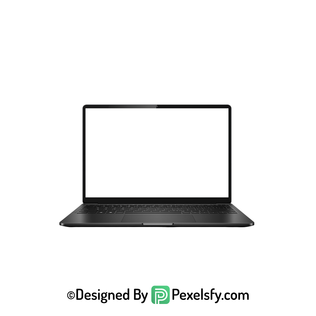 White Screen Laptop PNG Mockup File, transparent