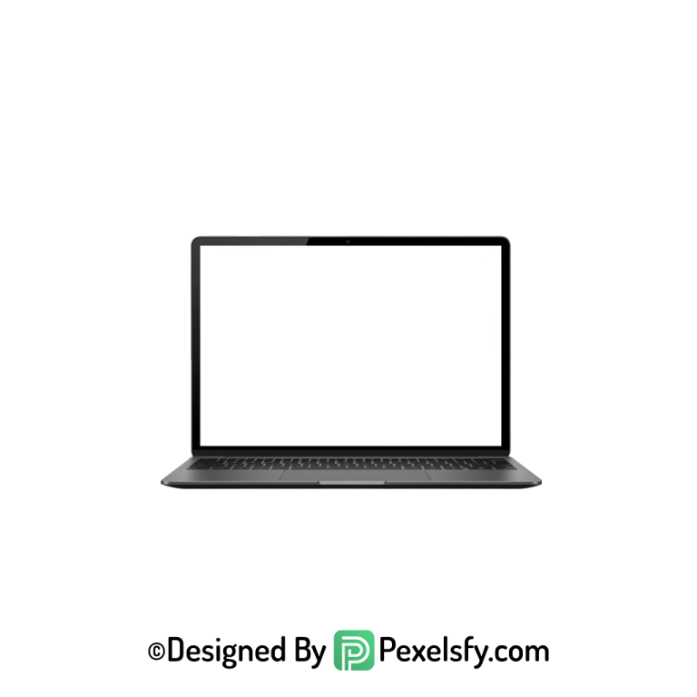 White Screen Laptop PNG with Keyboard, transparent