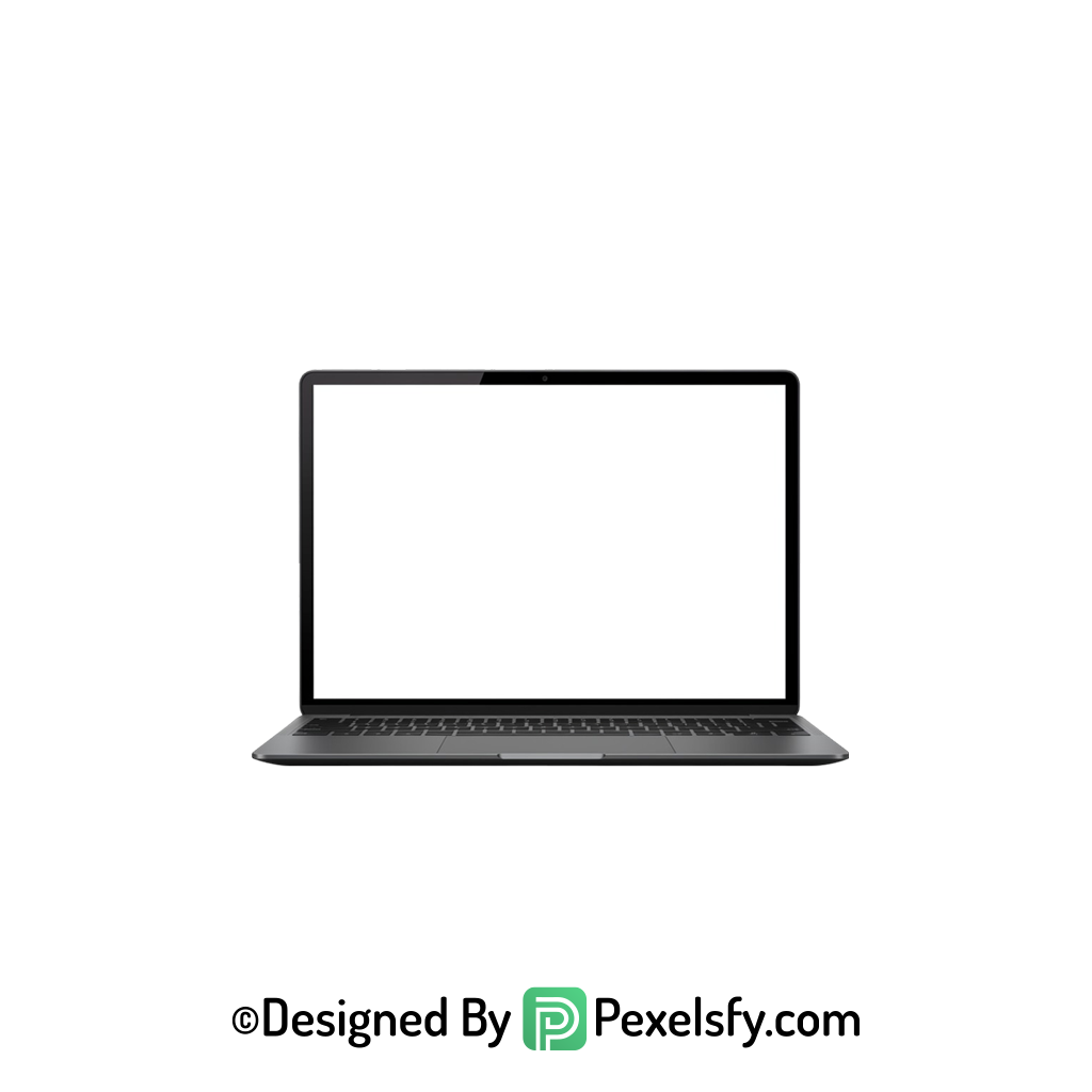 White Screen Laptop PNG with Keyboard, transparent