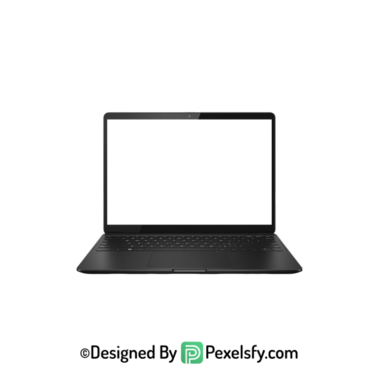 White Screen Laptop PNG Side View, transparent