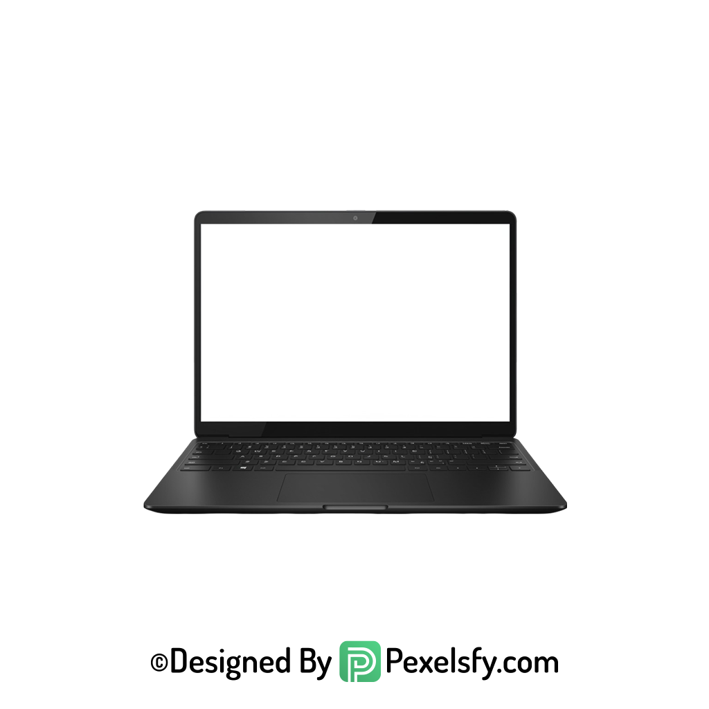 White Screen Laptop PNG Side View, transparent