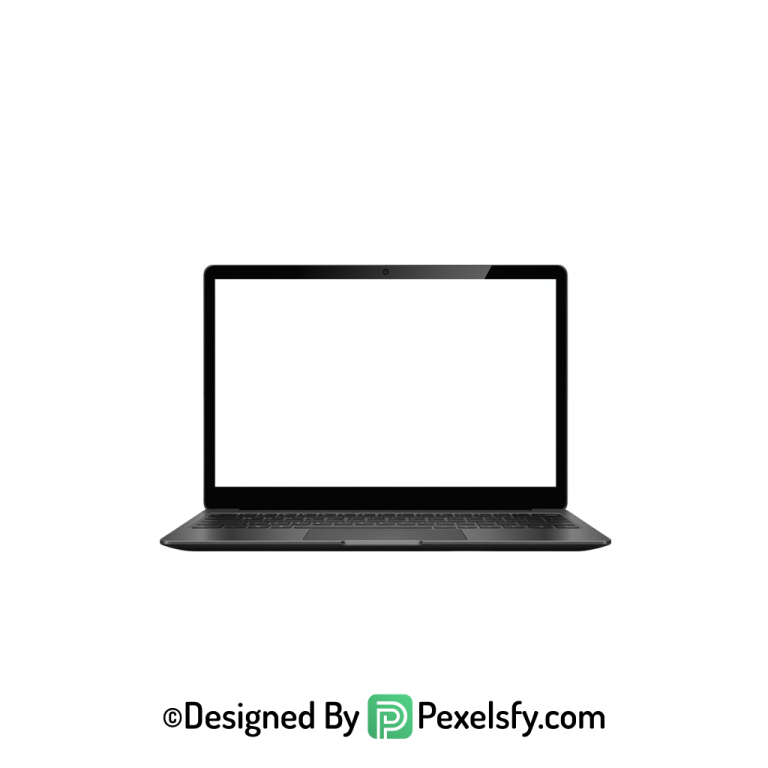 White Screen Laptop PNG Office Mockup, transparent