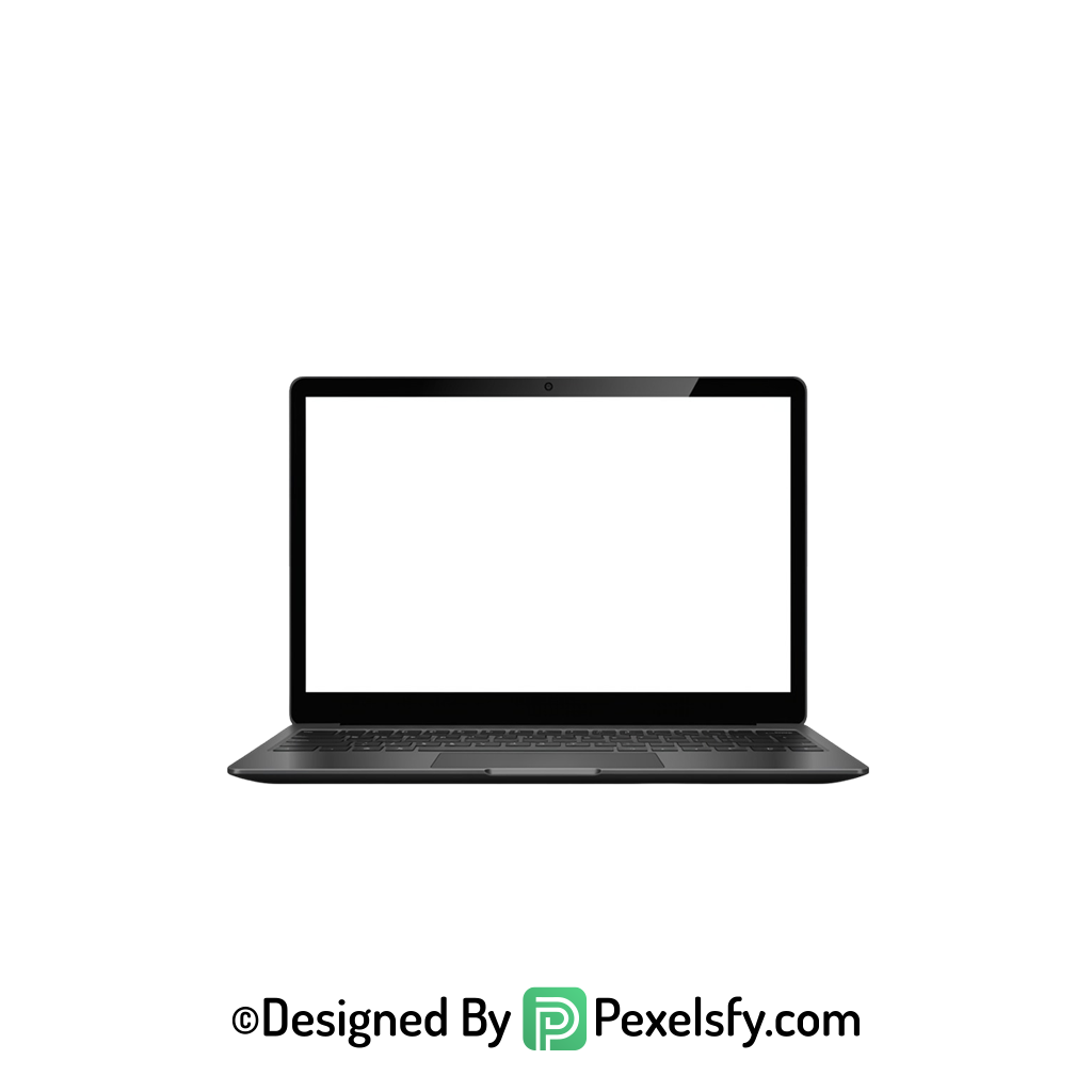 White Screen Laptop PNG Office Mockup, transparent