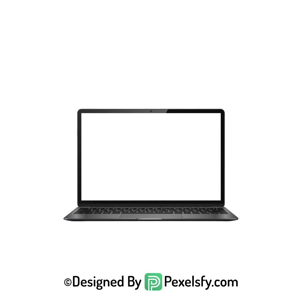 Minimal White Screen Laptop PNG, transparent background