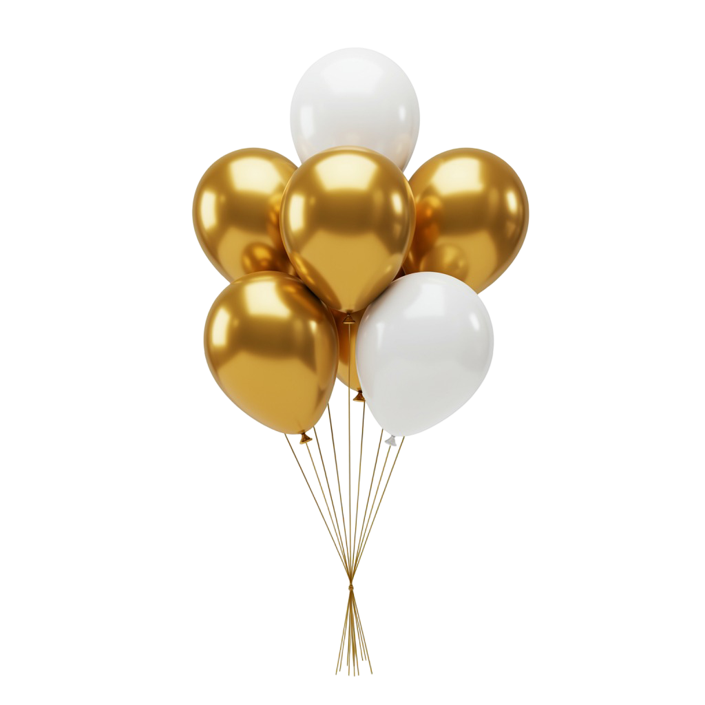 Gold White Balloons PNG