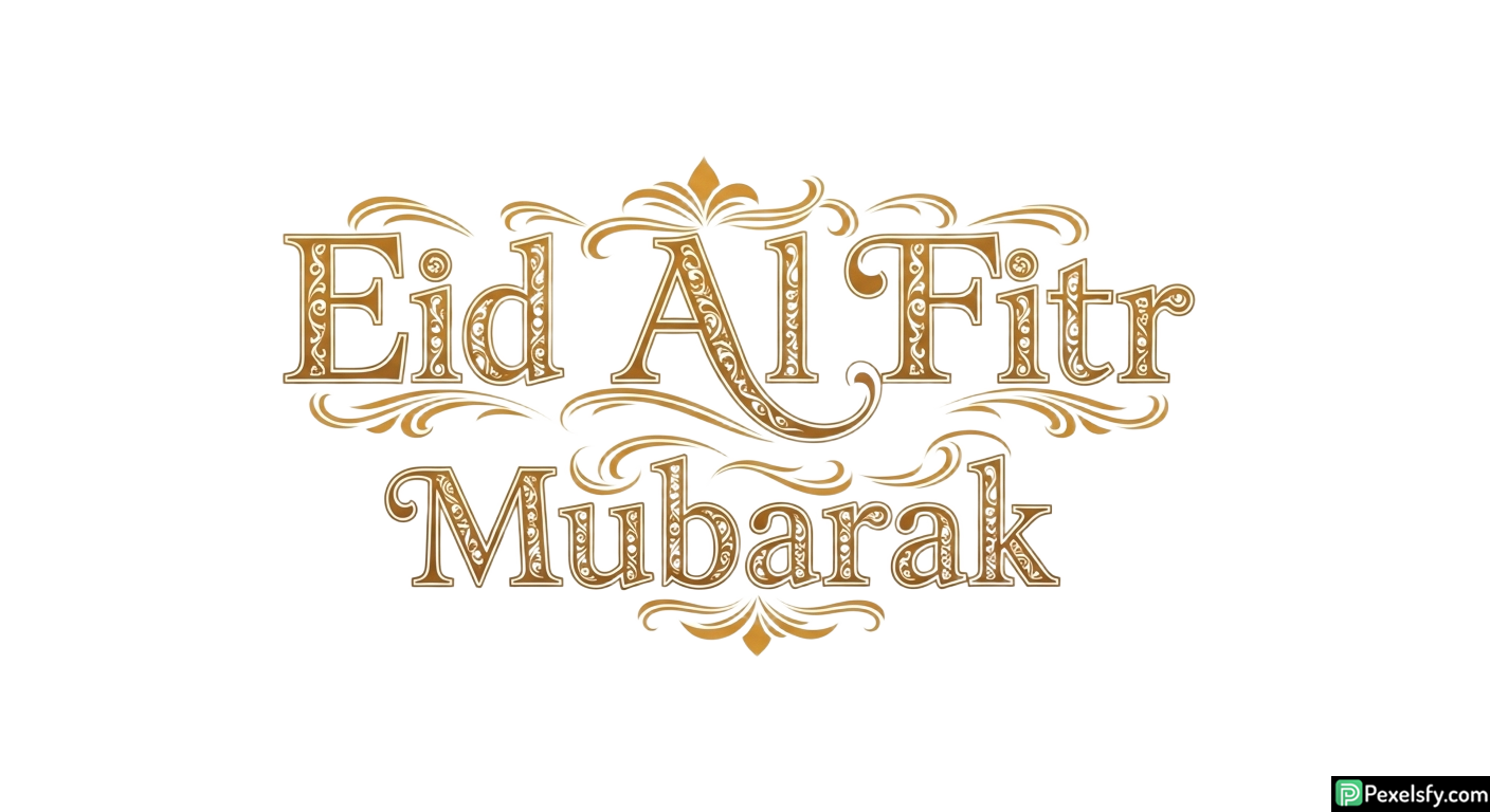 Eid Al Fitr Mubarak Calligraphy isolated on transparent background (109)