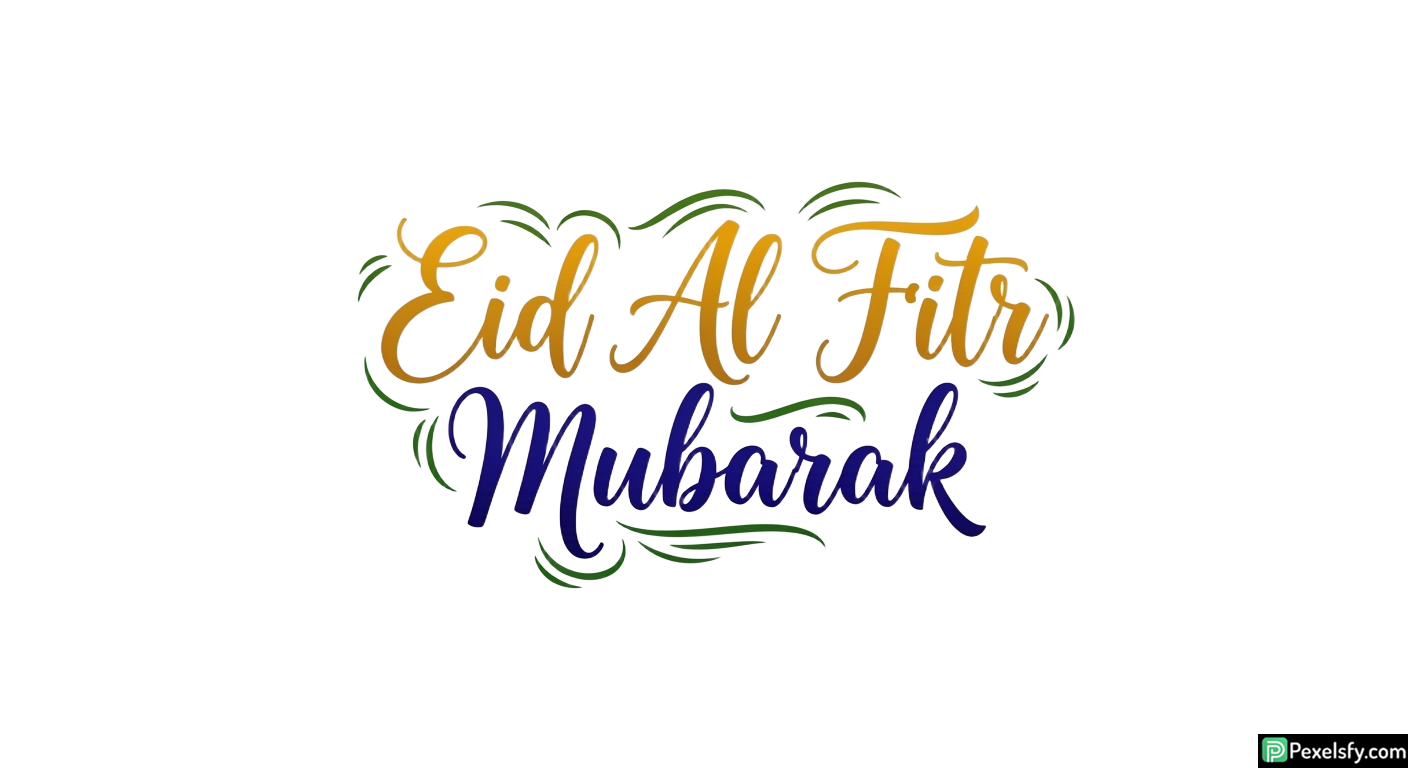 Eid Al Fitr Mubarak Calligraphy isolated on transparent background (113)
