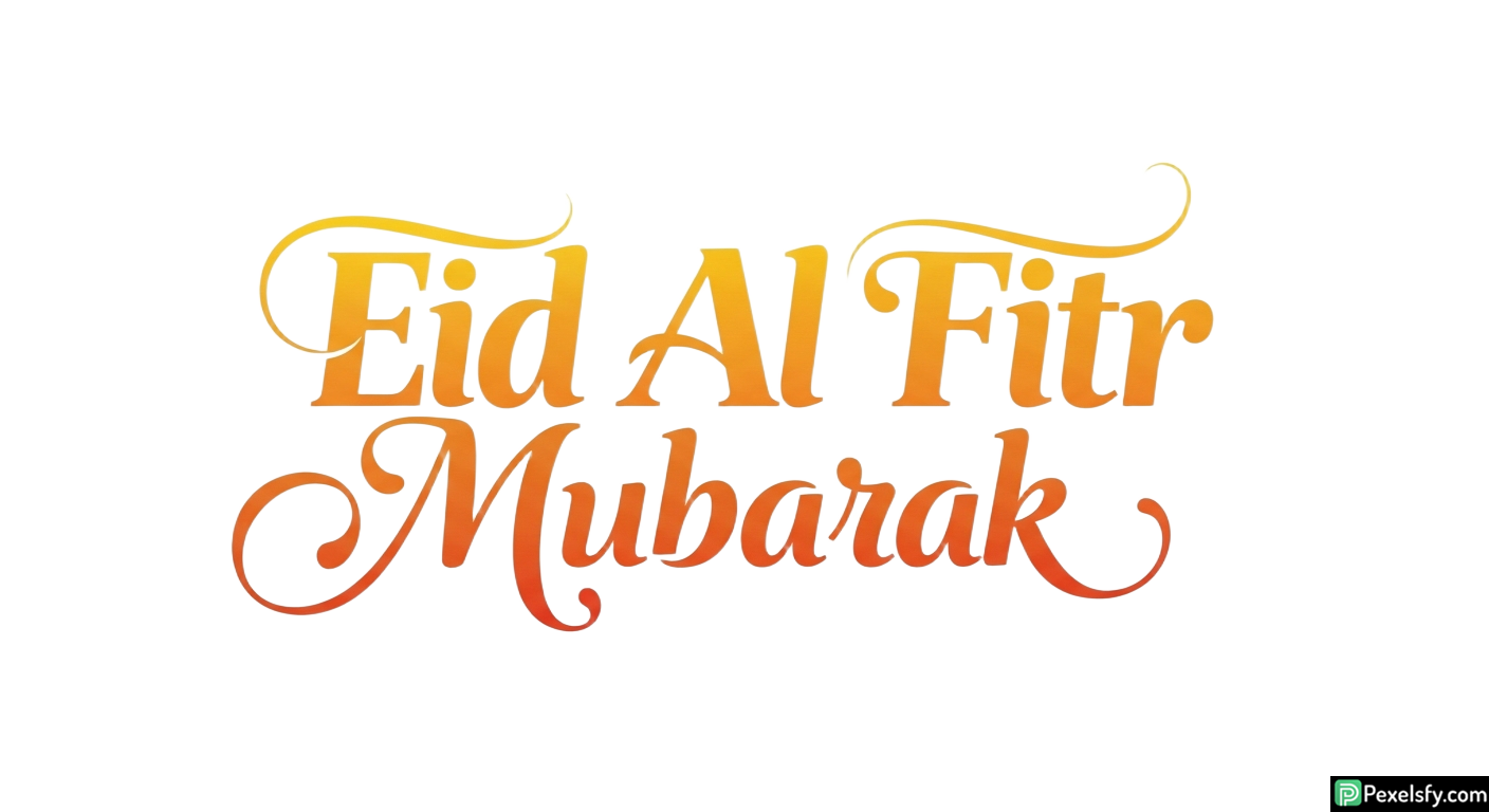 Eid Al Fitr Mubarak Calligraphy isolated on transparent background (115)