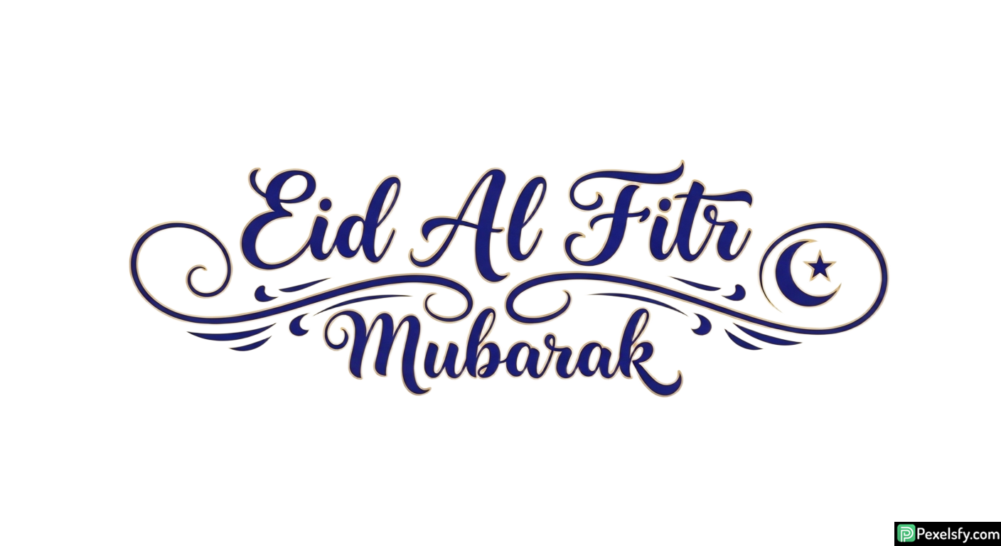 Eid Al Fitr Mubarak Calligraphy isolated on transparent background (122)