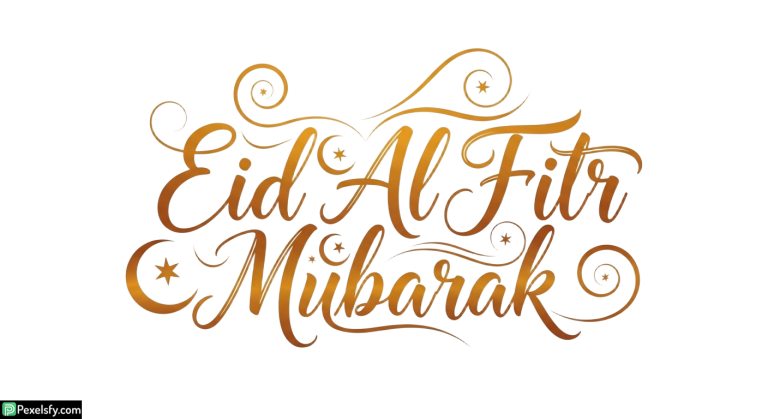 Eid Al Fitr Mubarak Calligraphy isolated on transparent background (130)