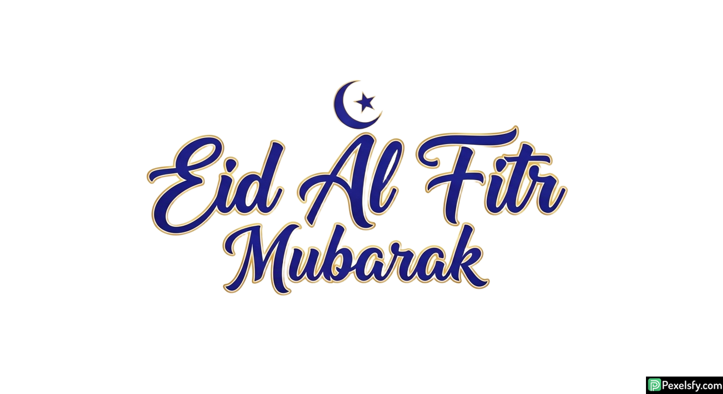 Eid Al Fitr Mubarak Calligraphy isolated on transparent background (135)