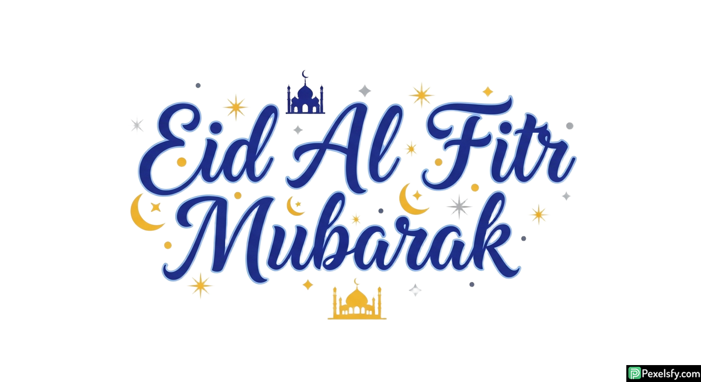 Eid Al Fitr Mubarak Calligraphy isolated on transparent background (137)