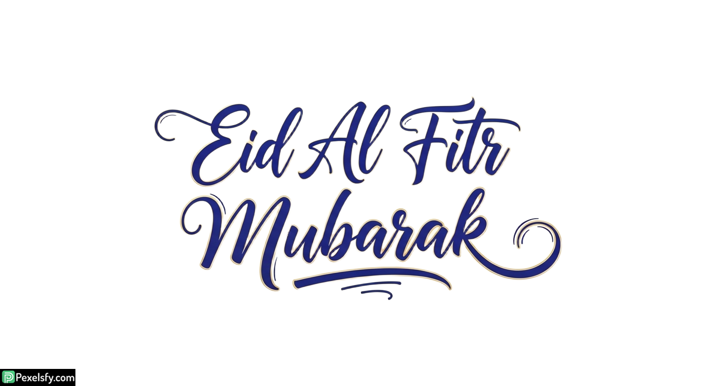 Eid Al Fitr Mubarak Calligraphy isolated on transparent background (140)