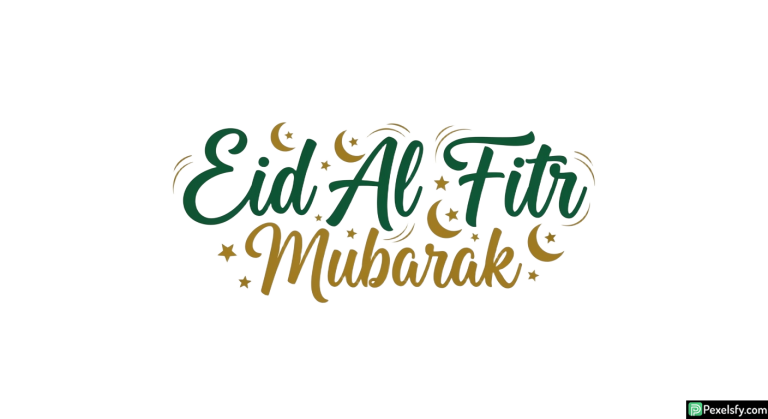 Eid Al Fitr Mubarak Calligraphy isolated on transparent background