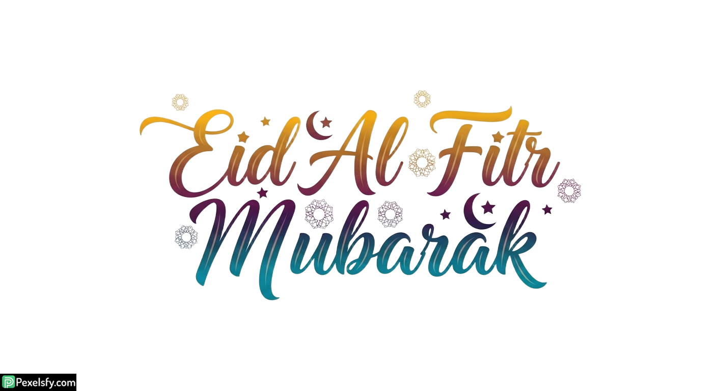 Eid Al Fitr Mubarak Calligraphy isolated on transparent background (4)