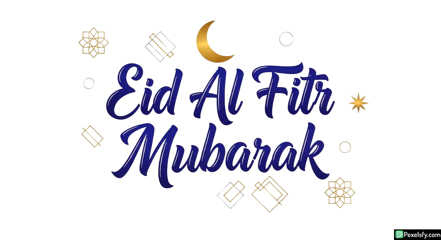 Eid Al Fitr Mubarak Calligraphy isolated on transparent background (42)