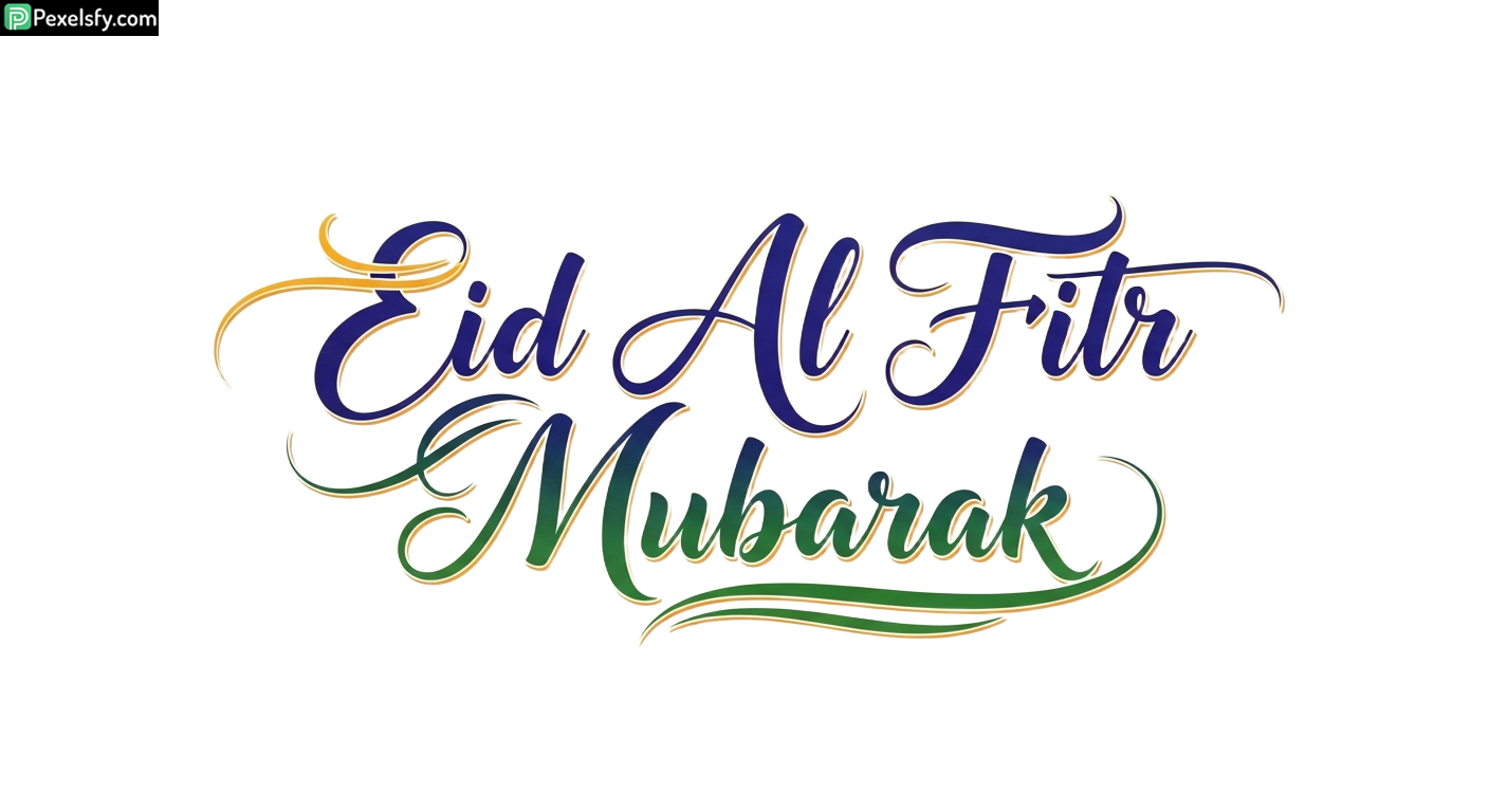 Eid Al Fitr Mubarak Calligraphy isolated on transparent background (55)
