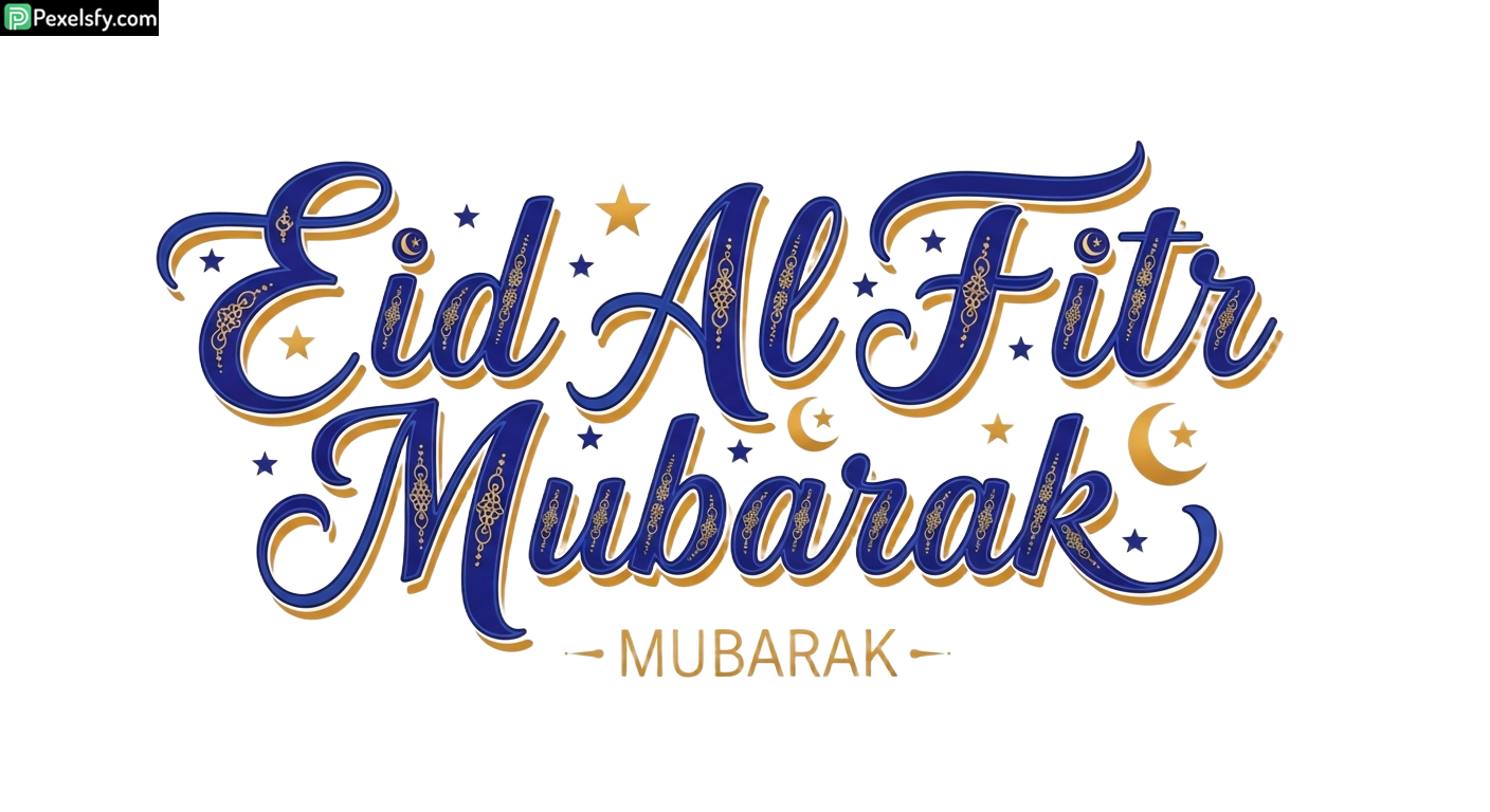Eid Al Fitr Mubarak Calligraphy isolated on transparent background (65)