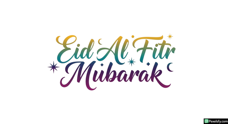 Eid Al Fitr Mubarak Calligraphy isolated on transparent background