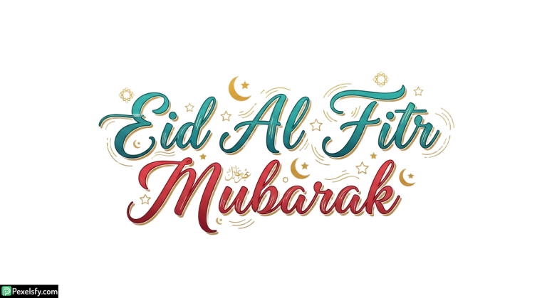 Eid Al Fitr Mubarak Calligraphy isolated on transparent background (84)