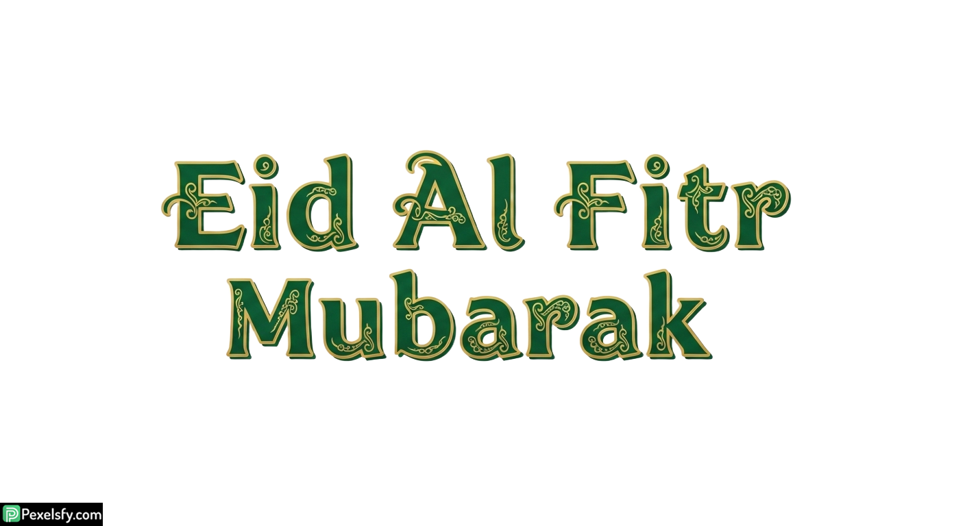 Eid Al Fitr Mubarak Typography isolated on transparent background (2)