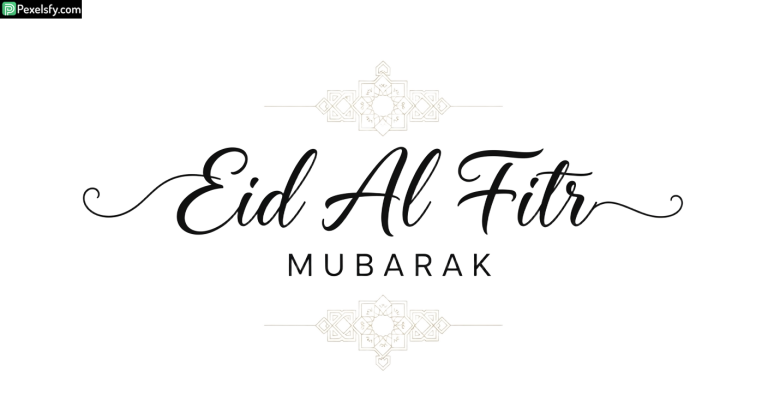 Eid Al Fitr Mubarak calligraphy greeting isolated on transparent background