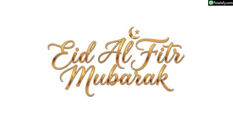 Eid Al Fitr Mubarak golden calligraphy isolated on transparent background (1)