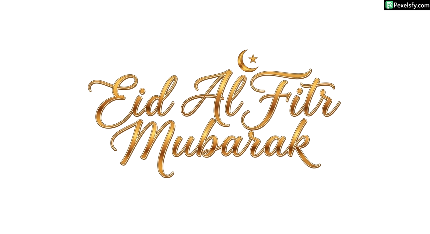 Eid Al Fitr Mubarak golden calligraphy isolated on transparent background (1)