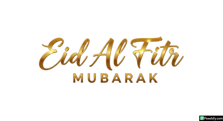 Eid Al Fitr Mubarak golden calligraphy isolated on transparent background (2)