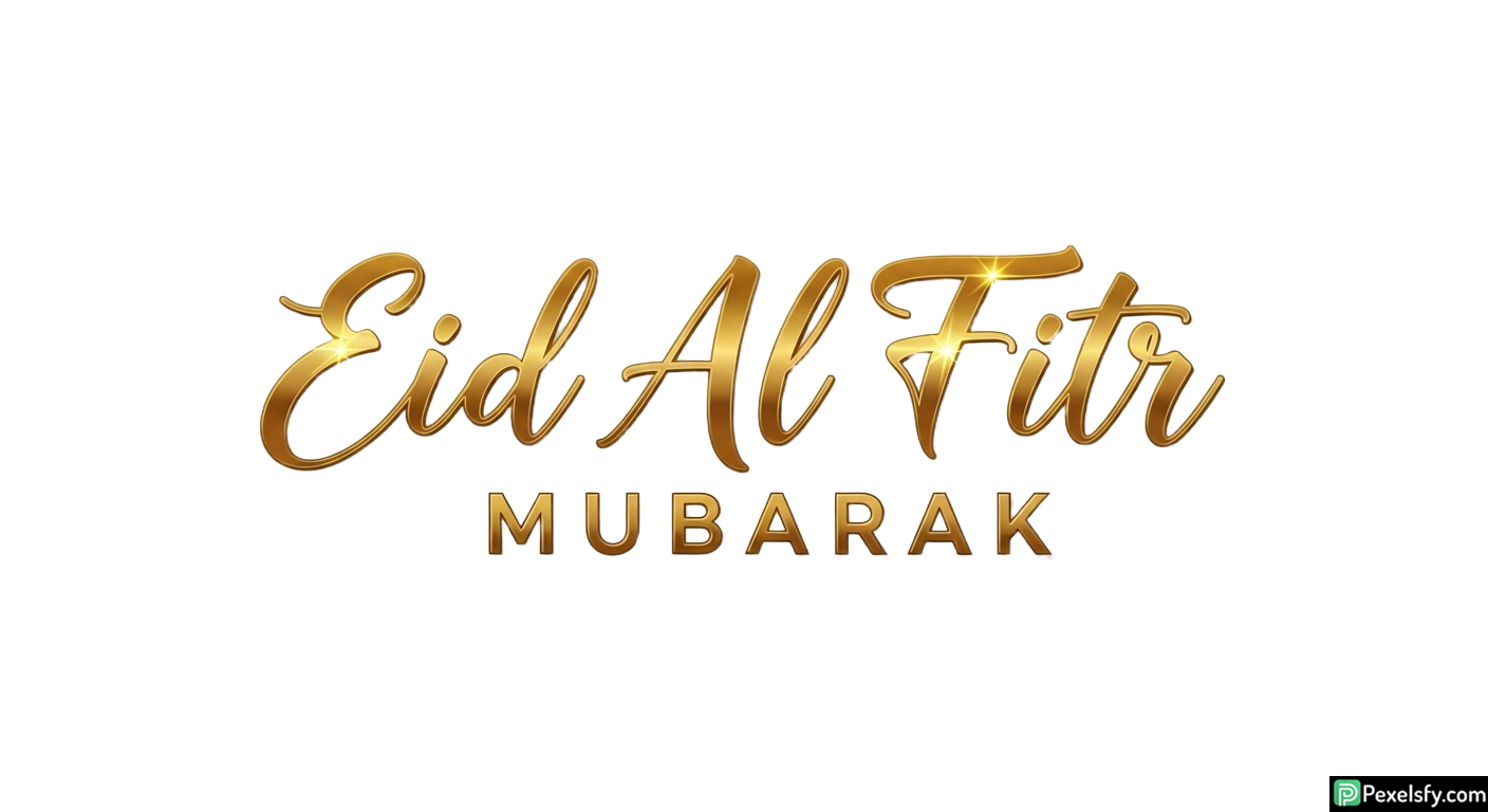 Eid Al Fitr Mubarak golden calligraphy isolated on transparent background (2)