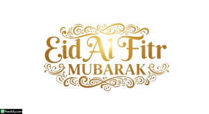 Eid Al Fitr Mubarak golden calligraphy isolated on transparent background