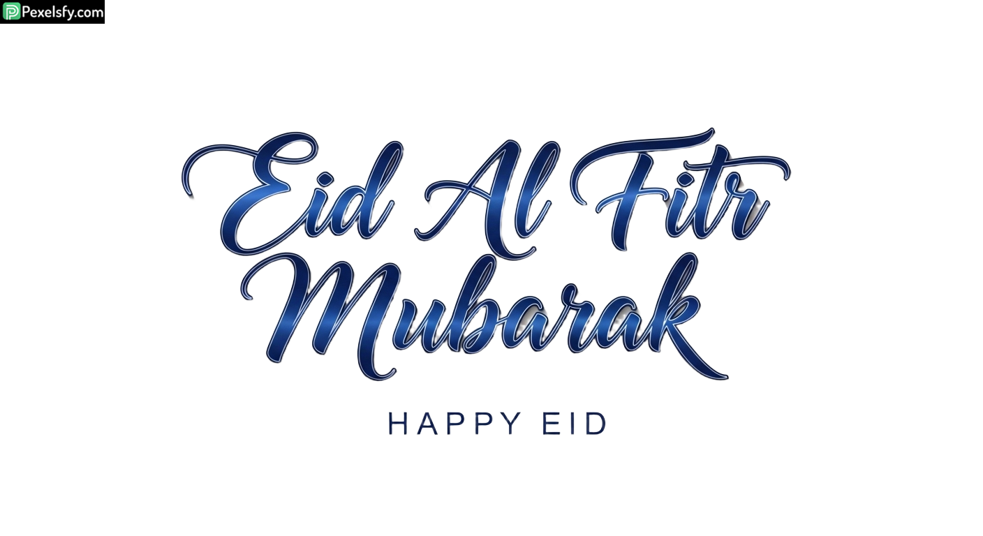 Eid Al Fitr Mubarak greeting calligraphy isolated on transparent background (1)
