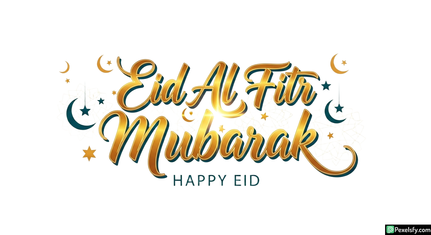 Eid Al Fitr Mubarak greeting calligraphy isolated on transparent background (10)