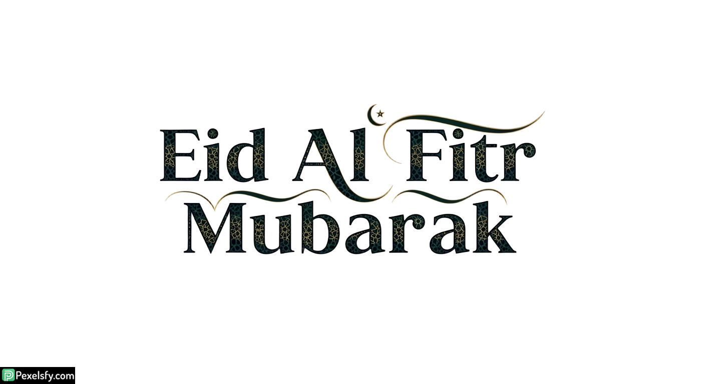 Eid Al Fitr Mubarak greeting calligraphy isolated on transparent background (2)
