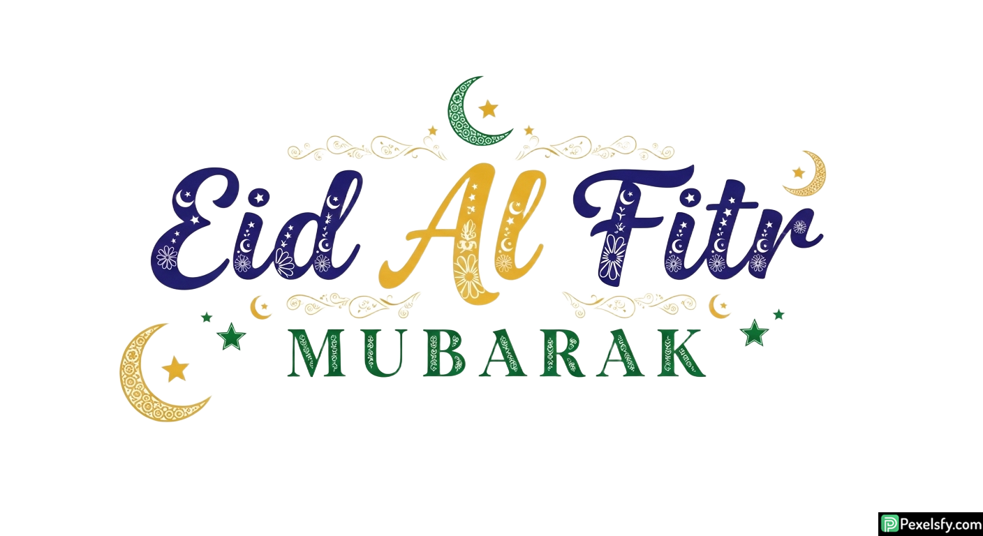 Eid Al Fitr Mubarak greeting calligraphy isolated on transparent background (3)