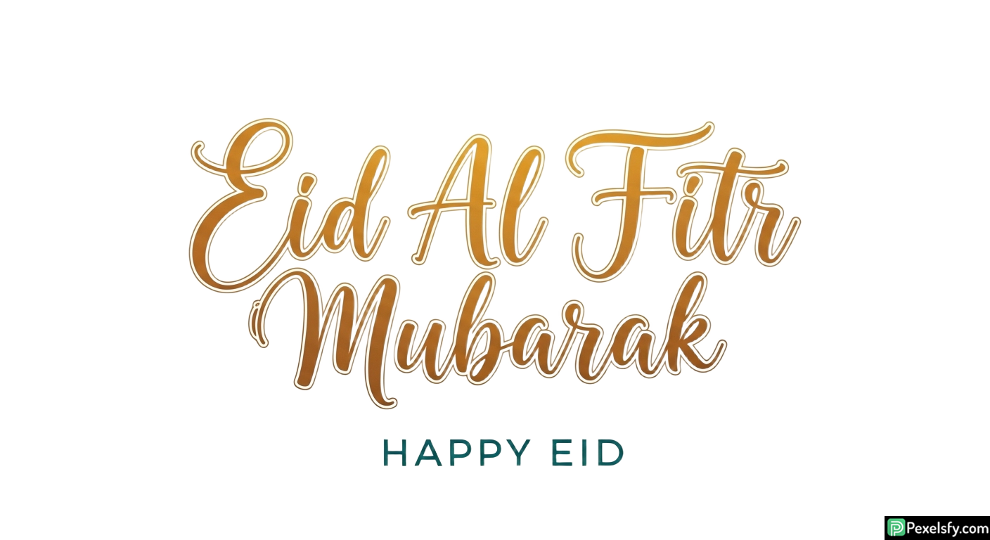 Eid Al Fitr Mubarak greeting calligraphy isolated on transparent background (4)