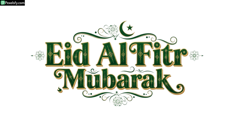 Eid Al Fitr Mubarak greeting calligraphy isolated on transparent background (6)