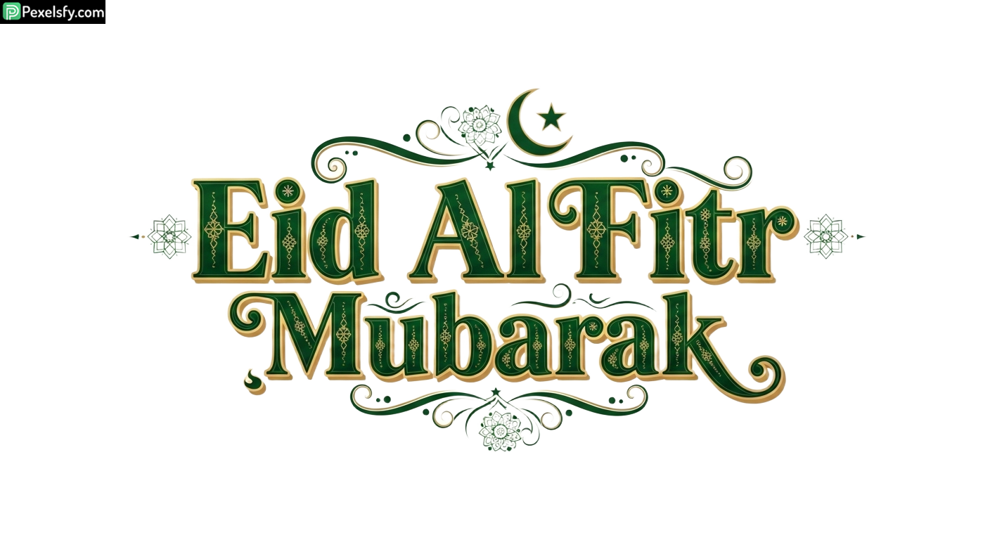 Eid Al Fitr Mubarak greeting calligraphy isolated on transparent background (6)