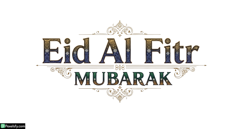 Eid Al Fitr Mubarak greeting calligraphy isolated on transparent background (7)