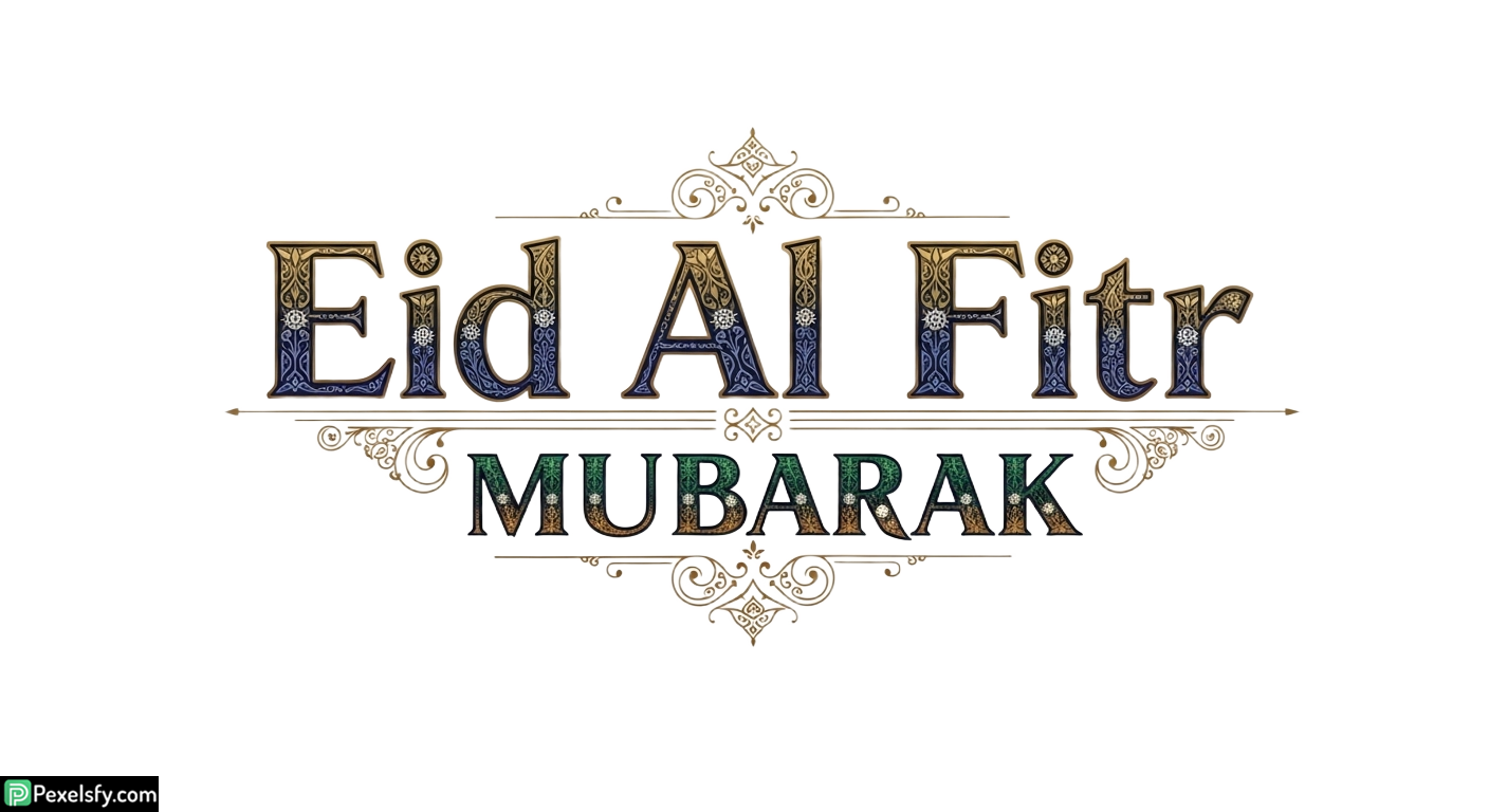 Eid Al Fitr Mubarak greeting calligraphy isolated on transparent background (7)