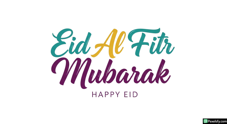Eid Al Fitr Mubarak greeting calligraphy isolated on transparent background