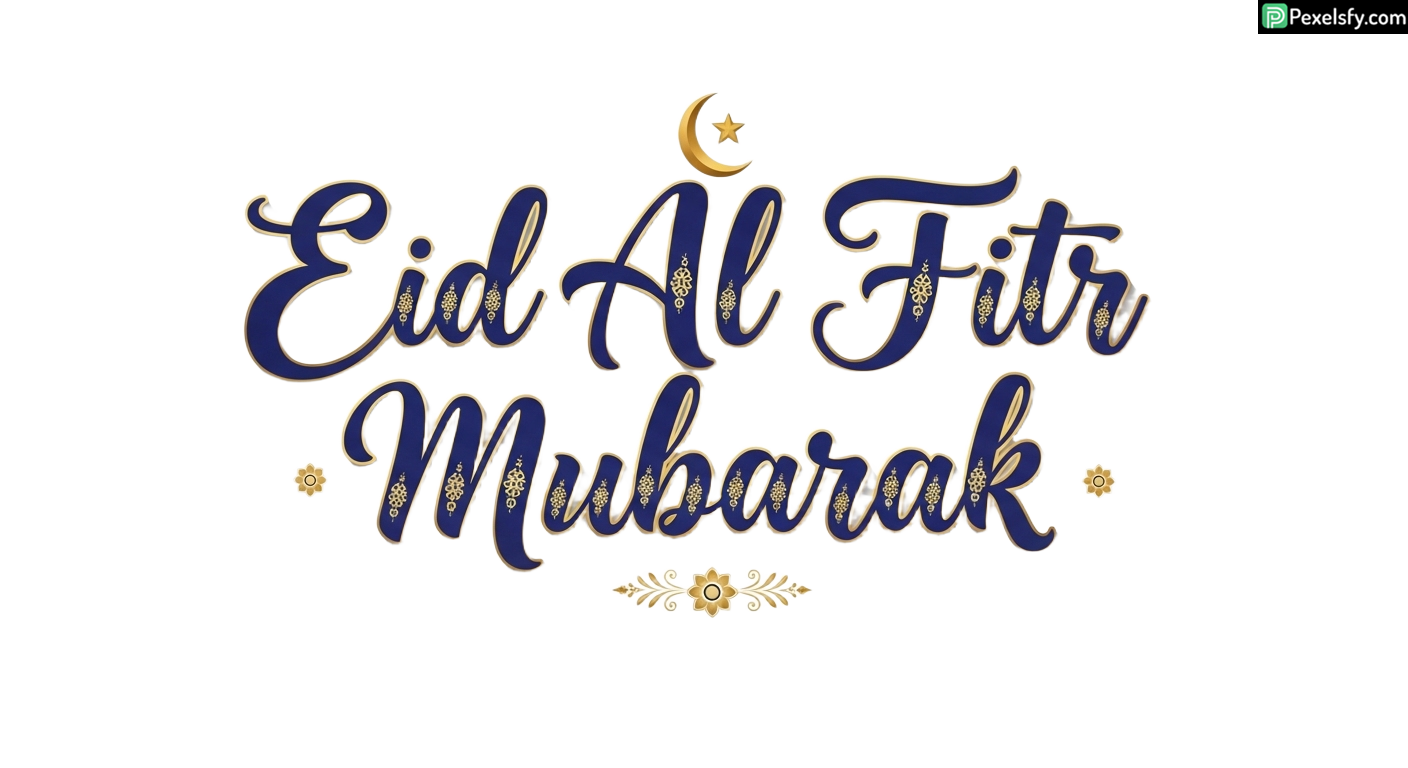Eid Al Fitr Mubarak greeting calligraphy isolated on transparent background (8)