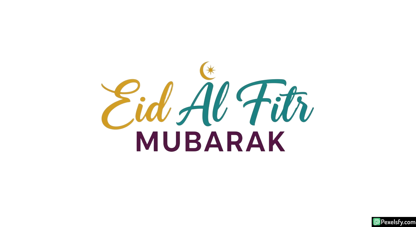 Eid Al Fitr Mubarak greeting calligraphy isolated on transparent background (9)