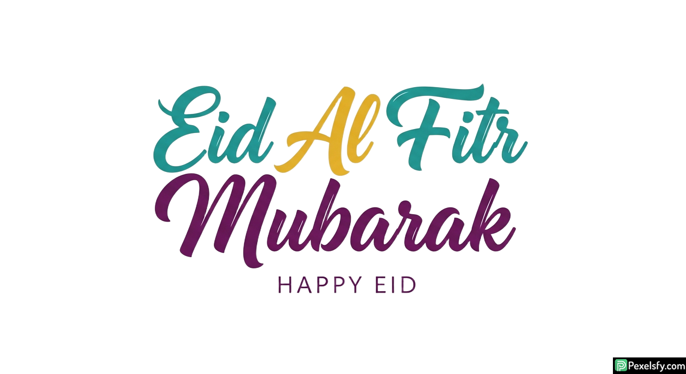 Eid Al Fitr Mubarak greeting calligraphy isolated on transparent background