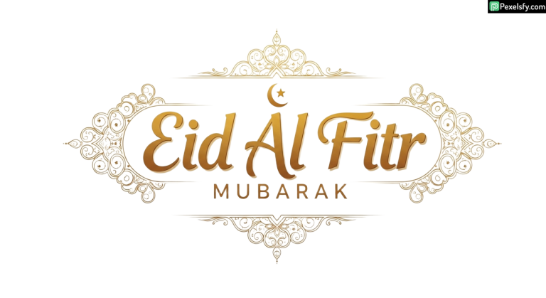 Eid Al Fitr Mubarak greeting card isolated on transparent background